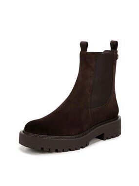 Waterproof Leather Chelsea Ankle Boots Lug Sole Round Toe Pull-On